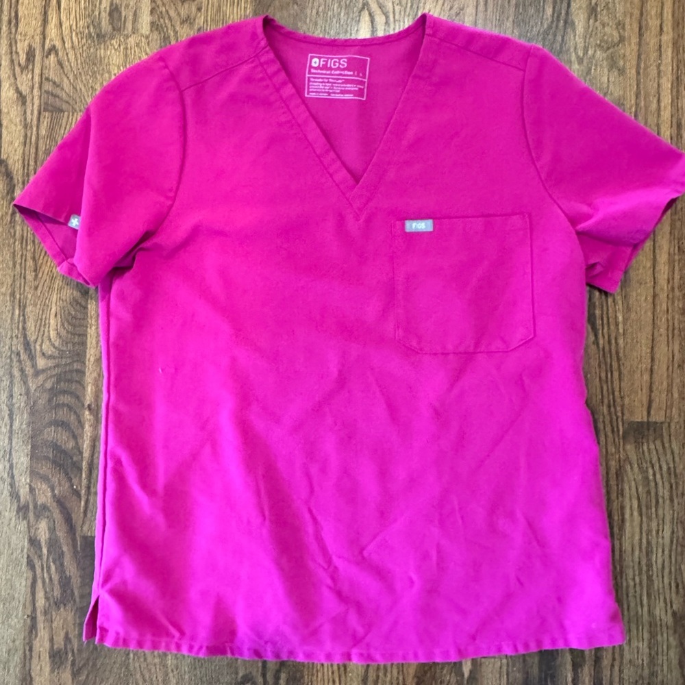 Pink scrub Figs top